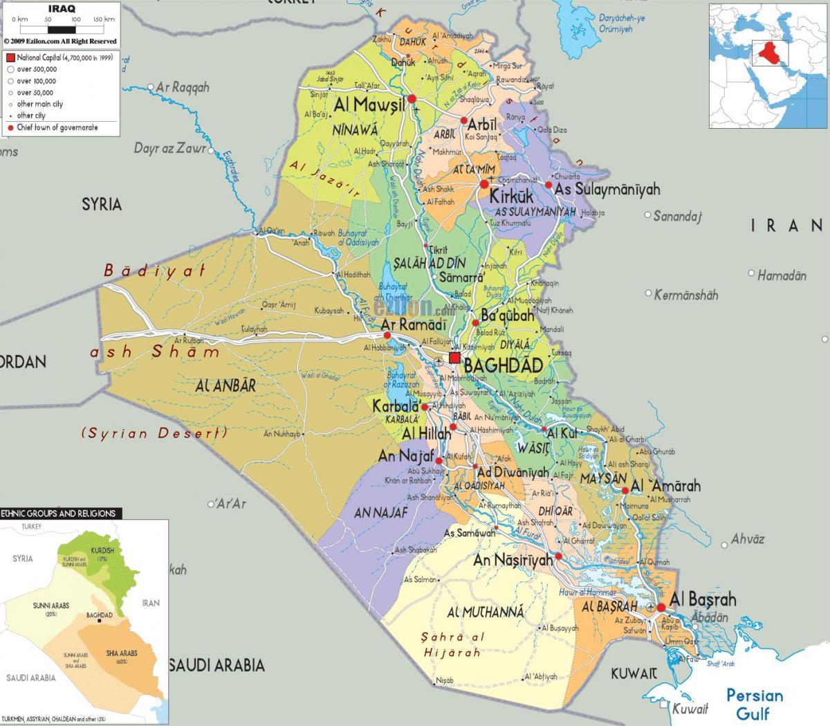 Irak orașe hartă