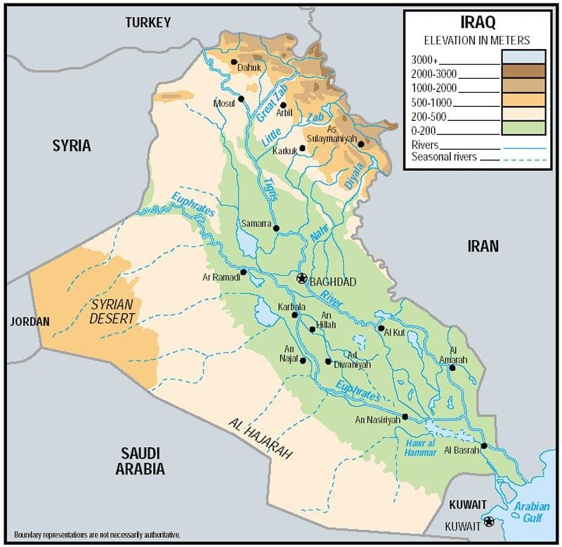 Harta Irak altitudine
