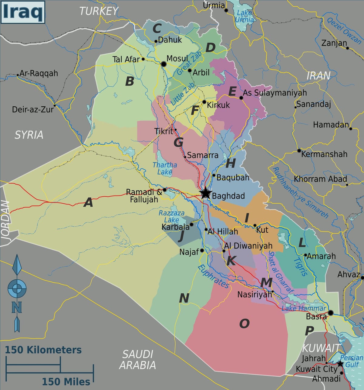 Harta Irak regiuni